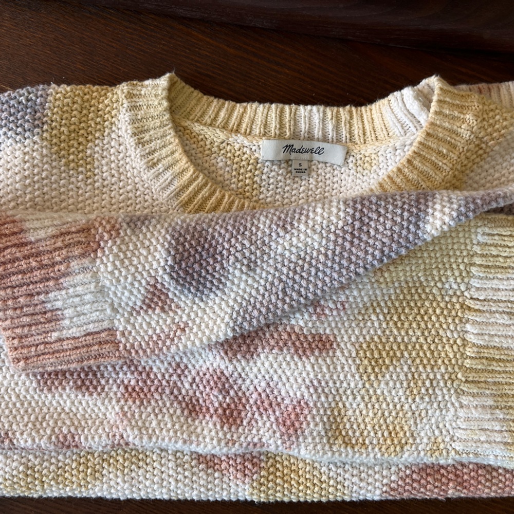 Madewell Cream and Pink Knit Sweater. 100% cotton.